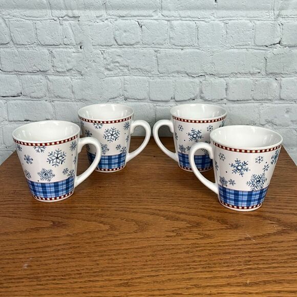 Set B- Sakura Debbie Mumm Set of four Snowflake mugs - Picture 1 of 5